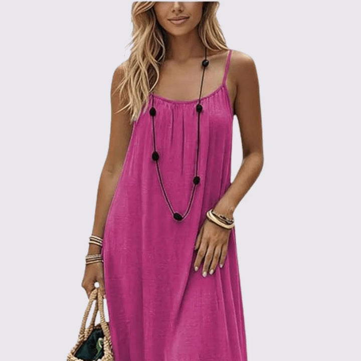 Vestido Lino Natural de Verano – Suelto, Cómodo y Casual